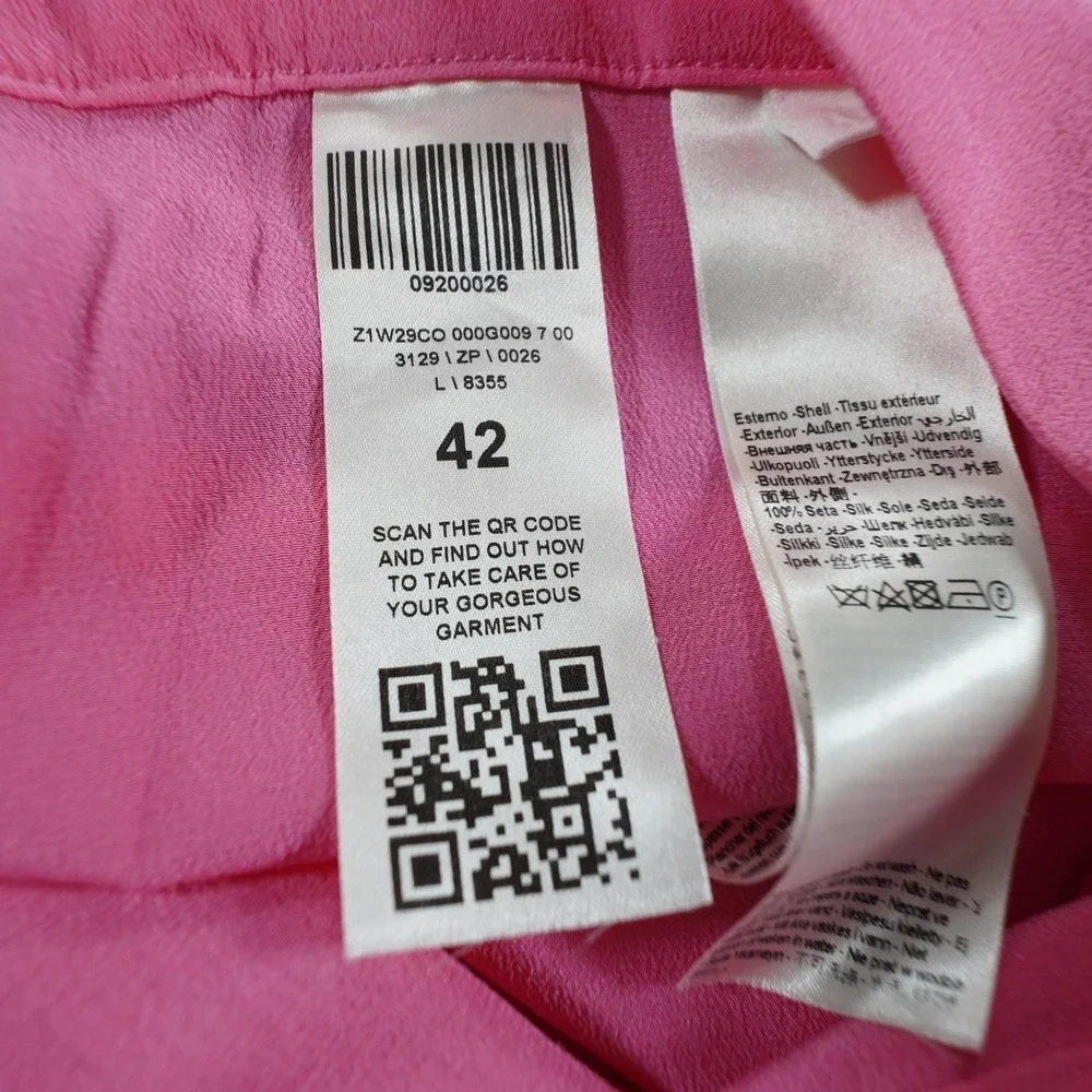 120% Wide Leg Pants Womens 42 M Pink Silk Crepe Elastic Waist Pull On Dress Pant